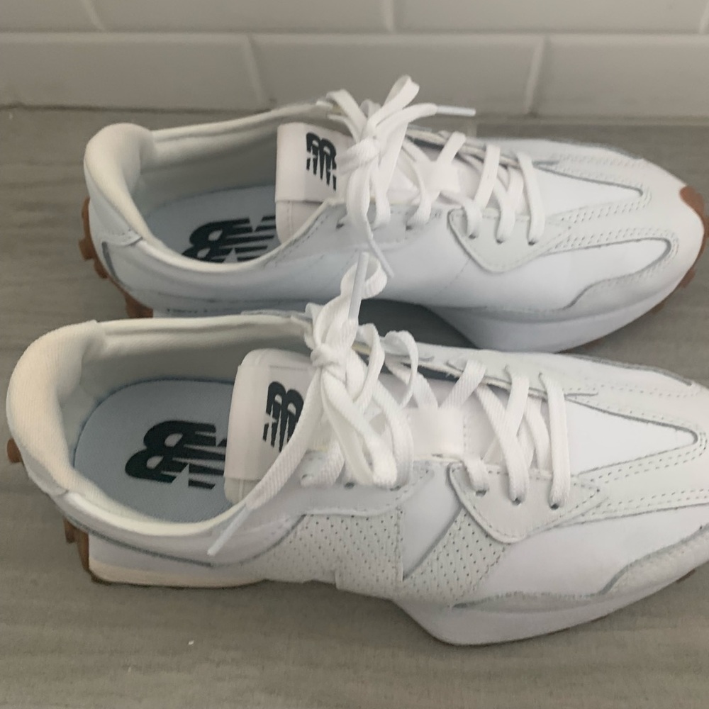 New Balance White and Brown Sneakers